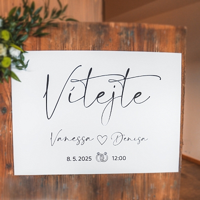 17/20    V&D l uvítací cedule - měkčené PVC s potiskem